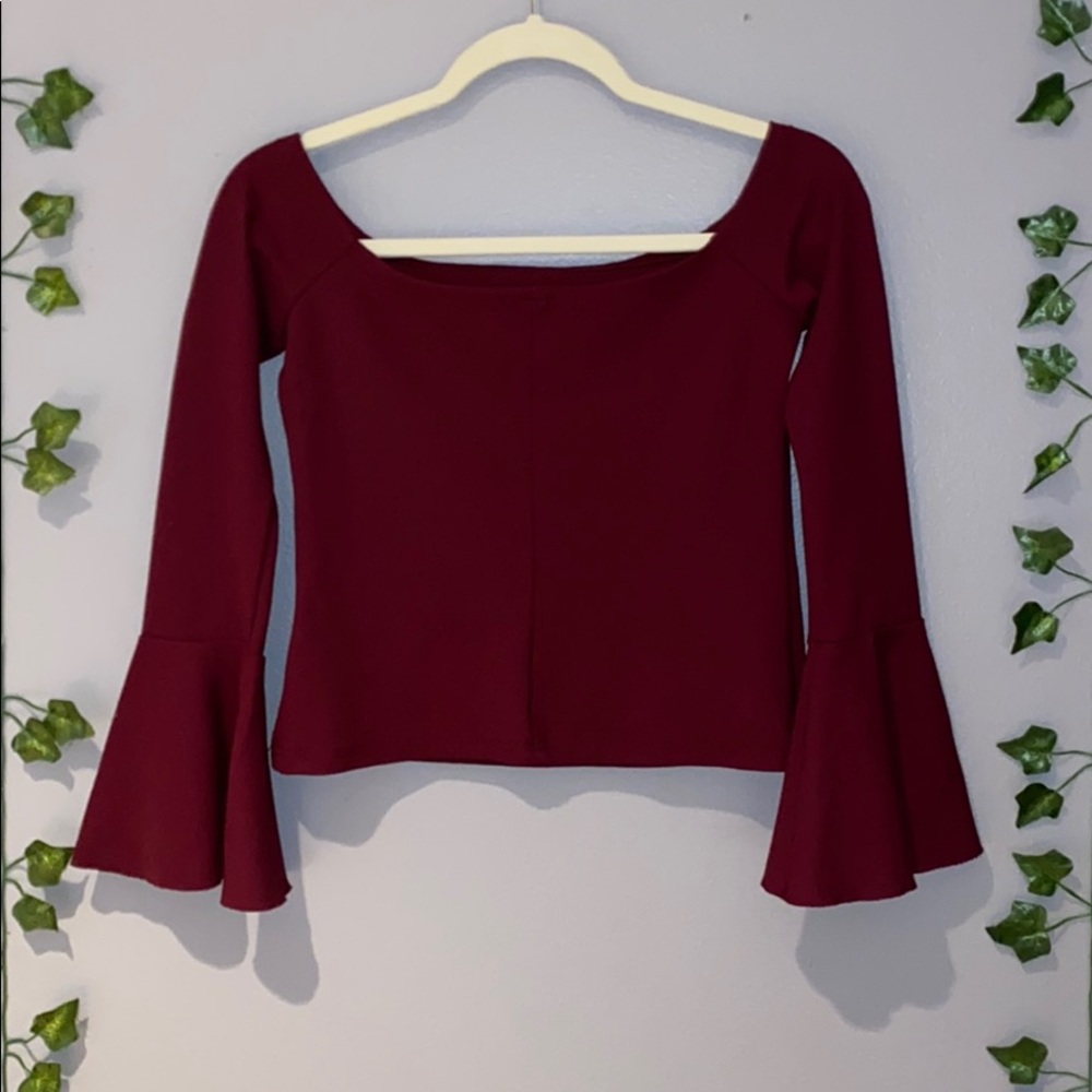 Women’s Nordstrom Maroon Off Shoulder Long Sleeve Blouse Small - Picture 10 of 16